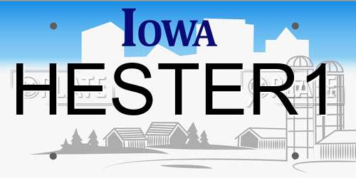 HESTER1 Iowa License Plate