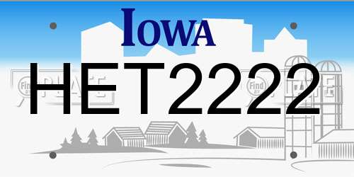 HET2222 Iowa License Plate