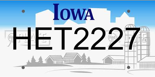 HET2227 Iowa License Plate