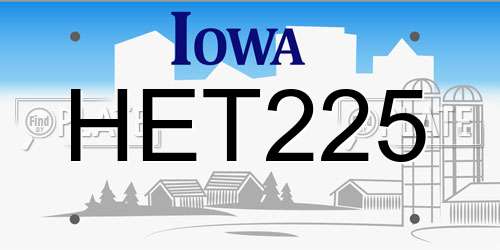 HET225 Iowa License Plate