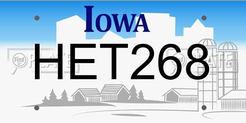 HET268 Iowa License Plate