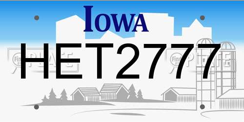 HET2777 Iowa License Plate