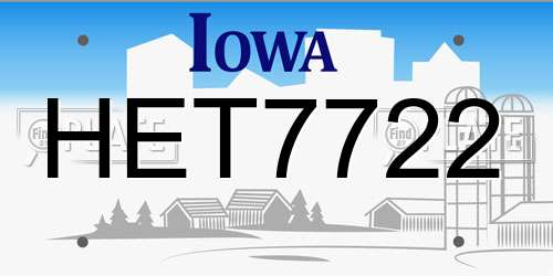 HET7722 Iowa License Plate