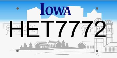 HET7772 Iowa License Plate