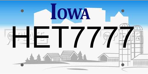 HET7777 Iowa License Plate