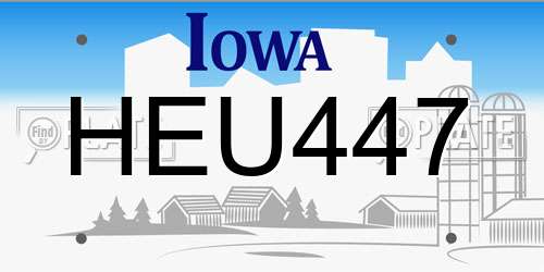 HEU447 Iowa License Plate