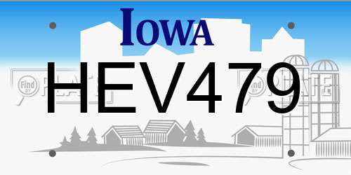 HEV479 Iowa License Plate
