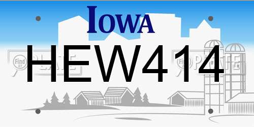 HEW414 Iowa License Plate