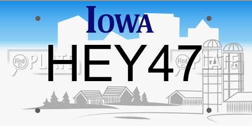 HEY47 Iowa License Plate
