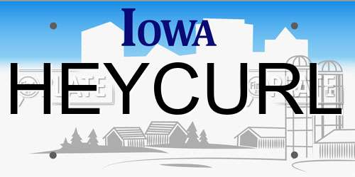 HEYCURL Iowa License Plate