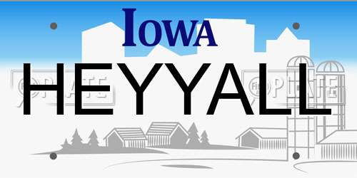 HEYYALL Iowa License Plate