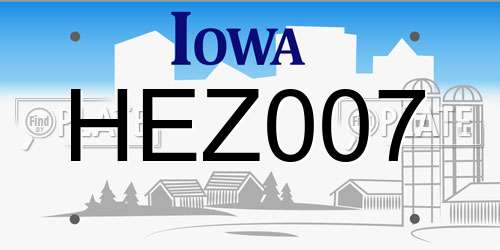 HEZ007 Iowa License Plate