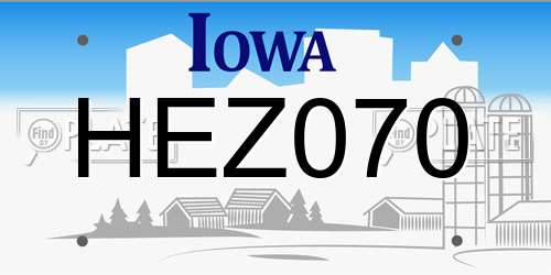 HEZ070 Iowa License Plate