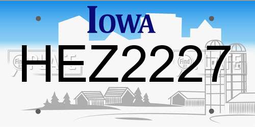 HEZ2227 Iowa License Plate