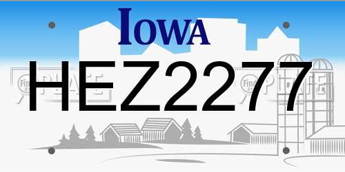 HEZ2277 Iowa License Plate