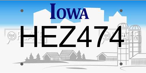 HEZ474 Iowa License Plate
