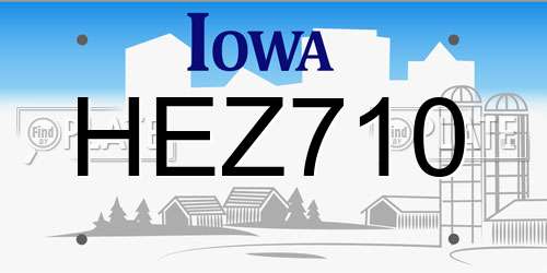 HEZ710 Iowa License Plate