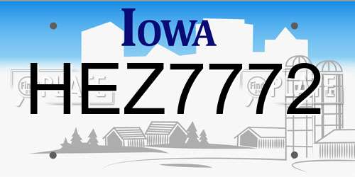 HEZ7772 Iowa License Plate