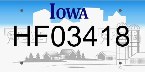 HF03418 Iowa License Plate