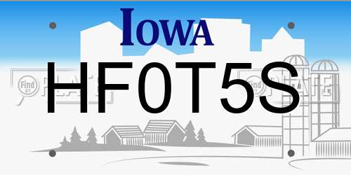 HF0T5S Iowa License Plate