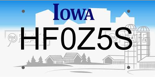 HF0Z5S Iowa License Plate