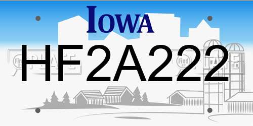 HF2A222 Iowa License Plate