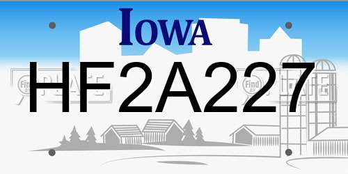 HF2A227 Iowa License Plate