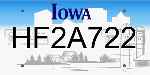 HF2A722 Iowa License Plate