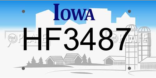 HF3487 Iowa License Plate