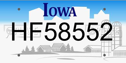 HF58552 Iowa License Plate