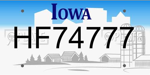 HF74777 Iowa License Plate