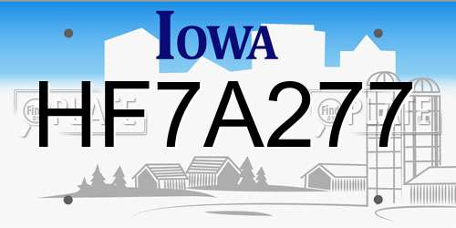 HF7A277 Iowa License Plate