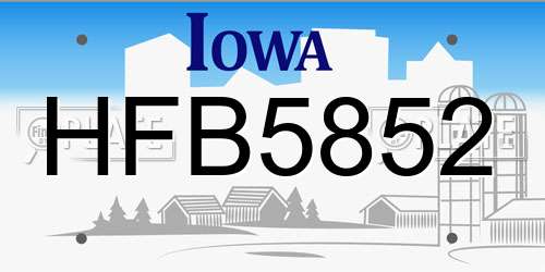 HFB5852 Iowa License Plate