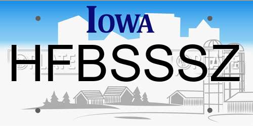 HFBSSSZ Iowa License Plate
