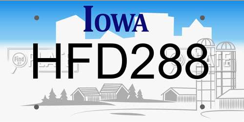 HFD288 Iowa License Plate