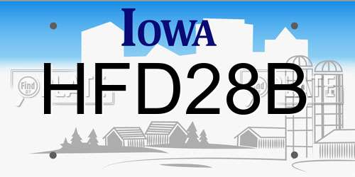 HFD28B Iowa License Plate