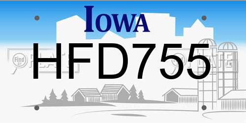 HFD755 Iowa License Plate