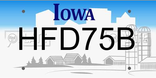HFD75B Iowa License Plate