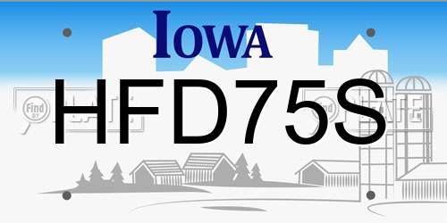 HFD75S Iowa License Plate