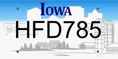 HFD785 Iowa License Plate