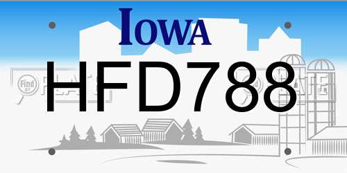 HFD788 Iowa License Plate