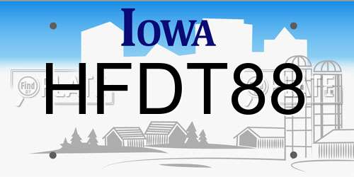 HFDT88 Iowa License Plate