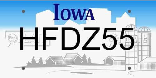 HFDZ55 Iowa License Plate