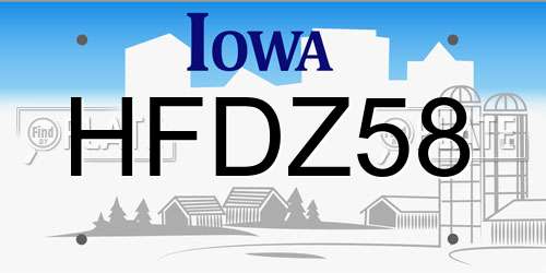 HFDZ58 Iowa License Plate