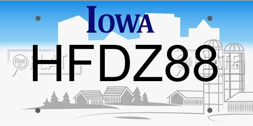 HFDZ88 Iowa License Plate