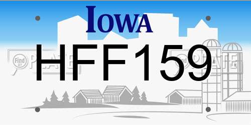 HFF159 Iowa License Plate