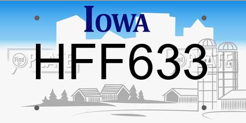 HFF633 Iowa License Plate