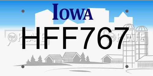 HFF767 Iowa License Plate
