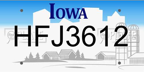 HFJ3612 Iowa License Plate