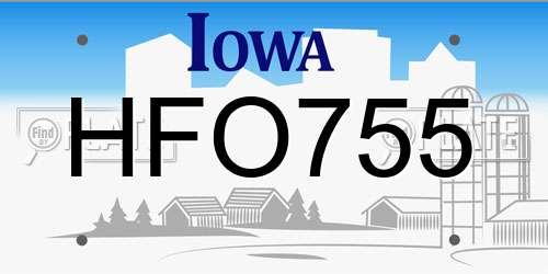HFO755 Iowa License Plate